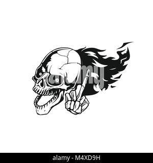 Flying Skull Logo Vector Illustration. Stock Vektor