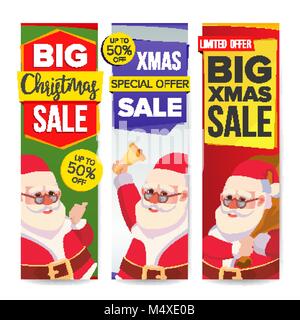 Weihnachten Verkauf Banner Vektor. Frohe Weihnachten Santa Claus. Dezember Verkauf Banner. Website Aufkleber, Urlaub Web Design. Bis zu 50 Prozent aus Förderung Stock Vektor