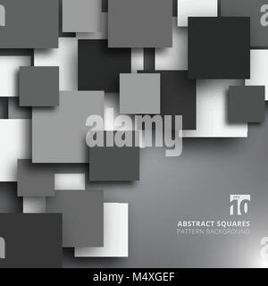 Abstrakte überlappende Quadratische schwarze und weiße Farbe Hintergrund. Vektor grafische Darstellung Stock Vektor