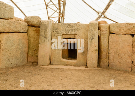 Hagar Qim - megalithische Tempel Komplex gefunden auf der Insel Malta, in der UNESCO-Weltkulturerbe aufgenommen. Stockfoto