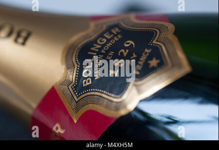 Bollinger Champagne bottle neck label and foil. Stockfoto