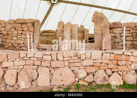 Hagar Qim - megalithische Tempel Komplex gefunden auf der Insel Malta, in der UNESCO-Weltkulturerbe aufgenommen. Stockfoto