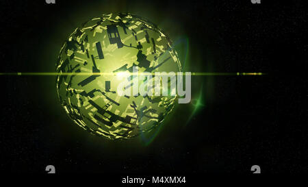 Alien mega Struktur, Dyson Sphäre um einen entfernten Green Star Stockfoto