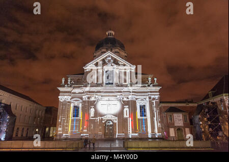 Gent, Belgien - Februar 2, 2018. Das Licht Festival in der Innenstadt von Gent. Das Festival ist eine berühmte Festival in der Innenstadt von Gent. Stockfoto