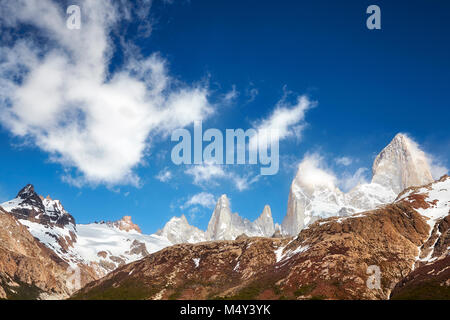 Fitz Roy Massivs, Nationalpark Los Glaciares, Argentinien. Stockfoto