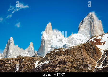 Fitz Roy Massivs, Nationalpark Los Glaciares, Argentinien. Stockfoto