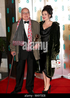 Helena Bonham Carter und James Ivory an der EE-British Academy Film Awards nach Partei, London. Stockfoto