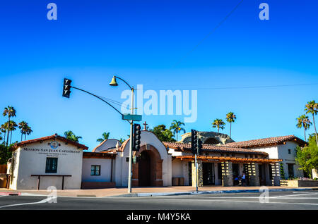 Außenansicht der Mission San Juan Capistrano, heute ein Museum in San Juan Capistrano, Kalifornien, USA Stockfoto