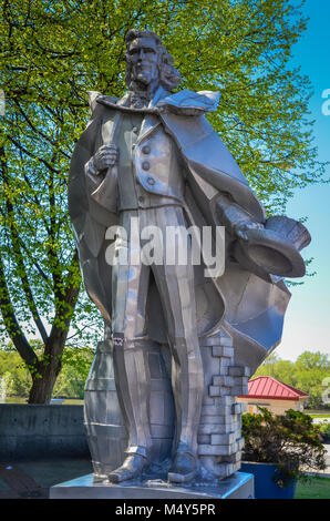 Aluminium Statue von Uncle Sam, patriotische Symbol der Usa platziert in der Stadt Troy, NY, wo das ursprüngliche Samuel Wilson war ein Meatpacker. Stockfoto