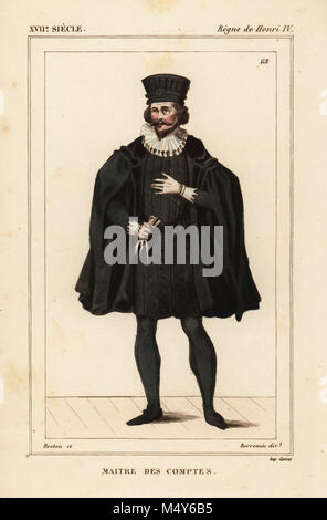 Maitre de la Chambre des Comptes, Herrschaft von König Heinrich IV. von Frankreich. Papierkörbe Lithographie unter der Regie von Breton und Borromäischen nach einer Miniatur von Le Bibliophile Jakob aka Paul Lacroix's Kostüme Historiques de la France (Historische Kostüme von Frankreich), Verwaltung de Librairie, Paris, 1852. Stockfoto