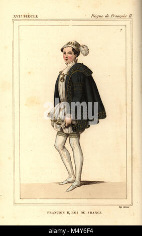 König Franz II. von Frankreich, Francois II, als junger Prinz. Papierkörbe Lithografie nach einem Porträt in Roger de Gaignieres' Gallery Portfolio von Le Bibliophile Jakob aka Paul Lacroix's Kostüme Historiques de la France (Historische Kostüme von Frankreich), Verwaltung de Librairie, Paris, 1852. Stockfoto