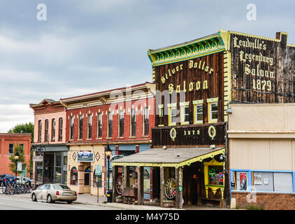 Legendäre Saloon Bar im historischen Minenstadt Leadville, Colorado. Stockfoto