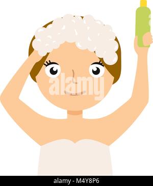 Frau Gesicht waschen mit Schaumstoff Abbildung Vektor Abbildung - Bild