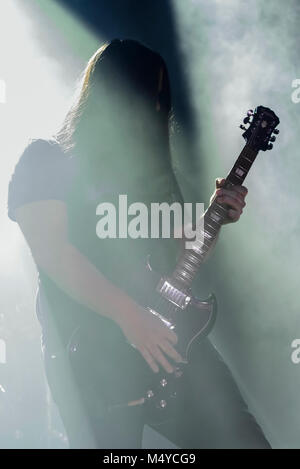 Stage-Ansicht von Crippled Black Phoenix Bandmitglieder während der Kristonfest in Madrid, Spanien Stockfoto