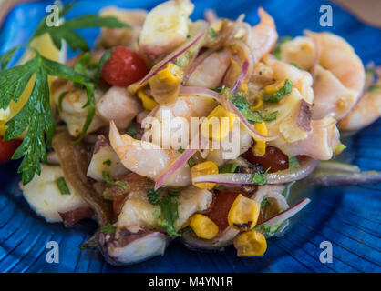 Köstliches Ceviche Mixto mexikanischen Stil Stockfoto