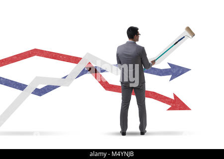 Unternehmer Zeichnen von Diagrammen in Prognosen Konzept Stockfoto