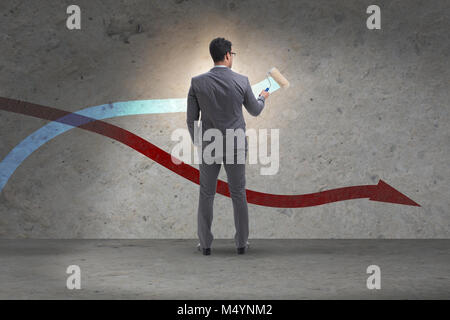 Unternehmer Zeichnen von Diagrammen in Prognosen Konzept Stockfoto