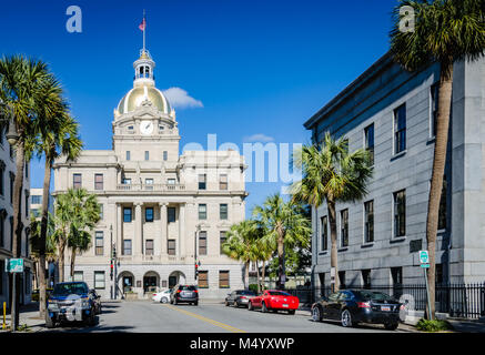 Rathaus in Savannah, Georgia, ist ein Anfang 1900 Renaissance Revival Gebäude mit einem 70-Fuß-Gold leaf Dome & Interieur Brunnen. Stockfoto