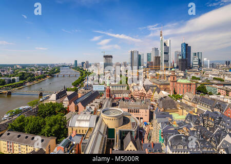 Frankfurter Engel anzeigen City Skyline, Frankfurt, Deutschland Stockfoto