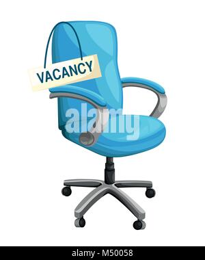 Bürostuhl mit Vacancy"-Schild leeren Sitz Arbeitsplatz für Mitarbeiter business Einstellung vektor Illustration auf weißem Hintergrund. Stock Vektor