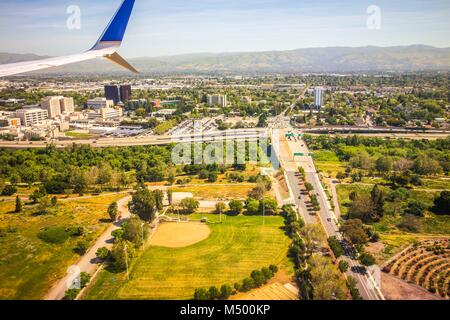 Flug über San Jose Kalifornien Stockfoto