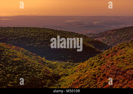 Luftaufnahme der Berge von Galiläa in Israel. Stockfoto