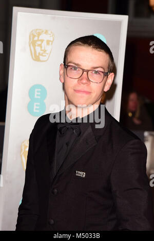 Wird Poulter an der EE-British Academy Film Awards, in der Royal Albert Hall in London Sonntag, den 18. Februar. Stockfoto