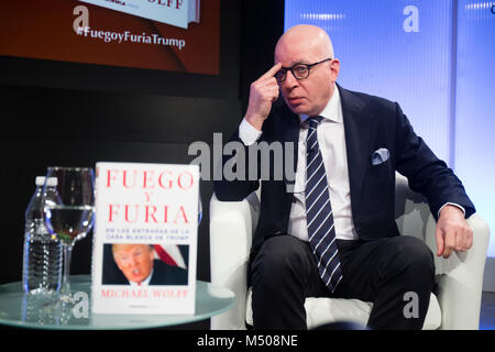 Madrid, Spanien. 19. Februar, 2018. Der Schriftsteller Michael Wolff bei der Vorstellung seines Buches Feuer und Wut im Trump weißen Schlauch in Madrid 19/02/2018 Credit: Gtres Información más Comuniación auf Linie, S.L./Alamy leben Nachrichten Stockfoto