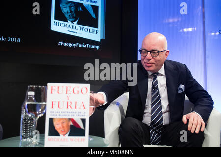 Madrid, Spanien. 19. Februar, 2018. Der Schriftsteller Michael Wolff bei der Vorstellung seines Buches Feuer und Wut im Trump weißen Schlauch in Madrid 19/02/2018 Credit: Gtres Información más Comuniación auf Linie, S.L./Alamy leben Nachrichten Stockfoto