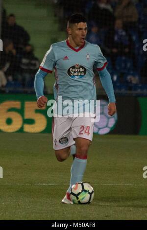 Spanien - Februar, 19.: R.C. Celta de Vigo Roncaglia, während dem Spiel zwischen Getafe F.C. v R.C. Celta de Vigo für den Spieltag von 24 seasson von La Liga, bei Coliseum Alfonso Perez am 19. Februar 2018 in Getafe (Madrid), Spanien gespielt. Cordon drücken Sie Stockfoto