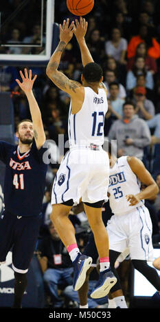 Februar 15, 2018 - Old Dominion Monarchen guard Randy Haynes (12) schießt den Ball während der UTSA Roadrunners vs Old Dominion Monarchen Spiel an Ted Konstante Zentrum in Norfolk, Virginia. Alte Herrschaft beat UTSA Aufzeichnung 100-62. Jen Hadsell/CSM Stockfoto