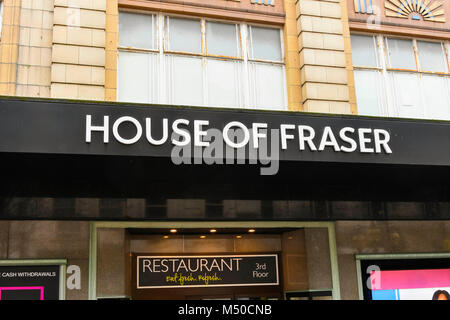 Bournemouth, Dorset, Großbritannien. 19. Februar 2018. House of Fraser auf alten Christchurch Road, Bournemouth. Foto: Graham Jagd-/Alamy Leben Nachrichten. Stockfoto