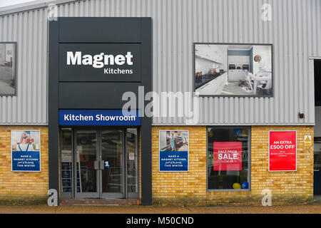 Poole, Dorset, Großbritannien. 19. Februar 2018. Magnet Küchen Schauraum in Poole. Foto: Graham Jagd-/Alamy Leben Nachrichten. Stockfoto
