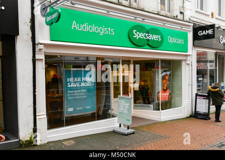 Bournemouth, Dorset, Großbritannien. 19. Februar 2018. Specsavers auf alten Christchurch Road, Bournemouth. Foto: Graham Jagd-/Alamy Leben Nachrichten. Stockfoto