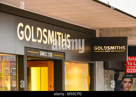 Bournemouth, Dorset, Großbritannien. 19. Februar 2018. Goldschmiede Juweliere auf alten Christchurch Road, Bournemouth. Foto: Graham Jagd-/Alamy Leben Nachrichten. Stockfoto