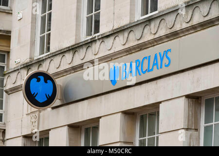 Bournemouth, Dorset, Großbritannien. 19. Februar 2018. Barclays Bank auf alten Christchurch Road, Bournemouth. Foto: Graham Jagd-/Alamy Leben Nachrichten. Stockfoto