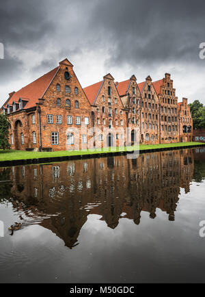 Salzspeicher, historische Salz Lagerhallen in Lübeck, Deutschland Stockfoto