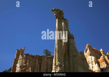 Les Orgues, Sandstein Säulen Erosion durch Wasser und Wind, Ille-sur-Têt, Pyrénées-Orientales, Royal, Frankreich Stockfoto