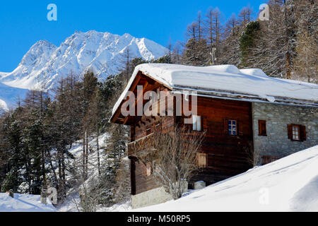 Arolla Ski Resort, Val d'Herens, Wallis, Schweiz Stockfoto