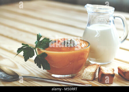 Köstliche Creme - kürbissuppe Stockfoto
