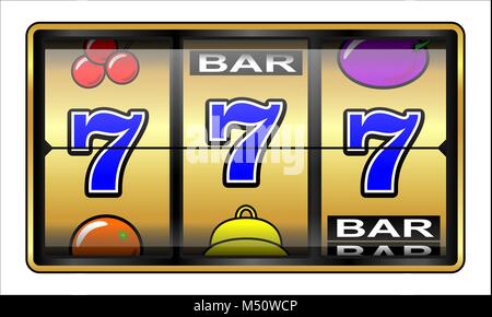 Glücksspiel Abbildung 777. Casino Slot Machine, jackpot, Glück und Erfolg Konzept Stockfoto