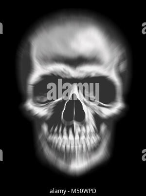 Ghost Face, verschwommenes menschlichen Schädel als Symbol der Furcht und Tod mit schwarzem Hintergrund Stockfoto