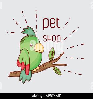 Papagei auf Ast Pet Shop Stock Vektor