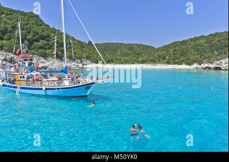 Antipaxos, Ionische Inseln, Griechenland Blick auf den Strand Stockfoto