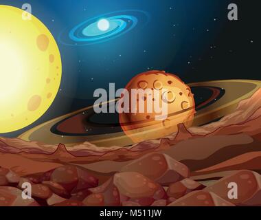 Raum Hintergrund mit Mond und Sky Abbildung Stock Vektor