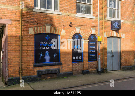 Trapp 'dNorthampton, einem alten Schuh Fabrik in Escape Zimmer, wo die Teilnehmer haben Rätsel und Hinweise zur Lösung zu erhalten. Stockfoto