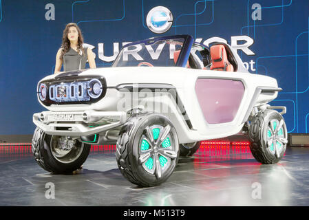 Greater Noida, Indien. 14. Februar 2018. Maruti Suzuki präsentieren ihr Konzept e-überlebender Auto auf der Auto Expo 2018 in Greater Noida, Indien. Stockfoto
