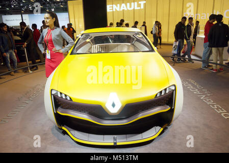 Greater Noida, Indien. 14. Februar 2018. Ihre Renault Concept Car, das erstmals auf der Auto Expo 2018 in Greater Noida, Indien präsentieren. Stockfoto