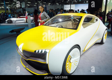 Greater Noida, Indien. 14. Februar 2018. Ihre Renault Concept Car, das erstmals auf der Auto Expo 2018 in Greater Noida, Indien präsentieren. Stockfoto