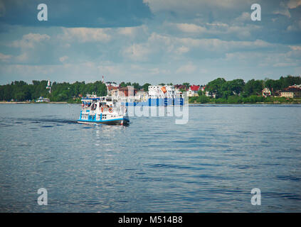 Boot an der Wolga, Stockfoto